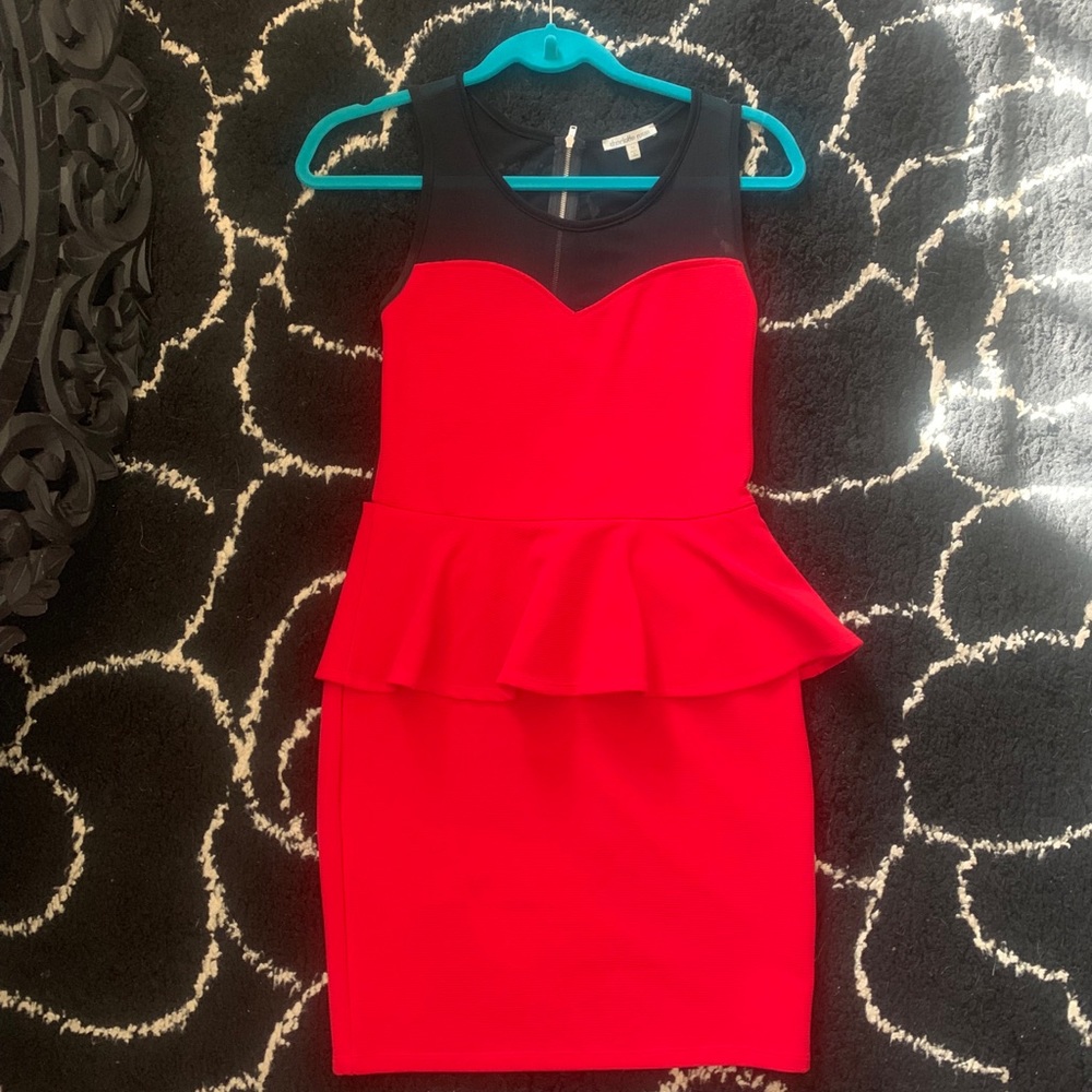 Red Bodycon Peplum Dress